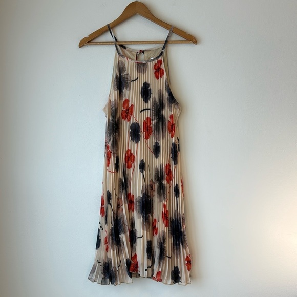 Ellames Dresses & Skirts - Ellames Women's Floral Pleated Halter Spaghetti Strap Midi Swing Dress Size L